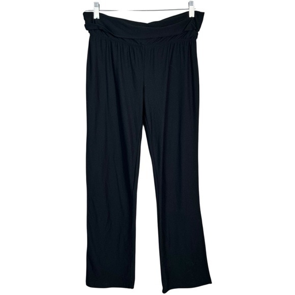 Bobbie Brooks Pants - Bobbie Brooks Ladies Black Straight Leg Foldover Waist Yoga Pants Y2K McBling